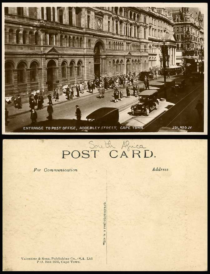 South Africa Old Postcard Cape Town General Post Office Entrance Adderley Street
