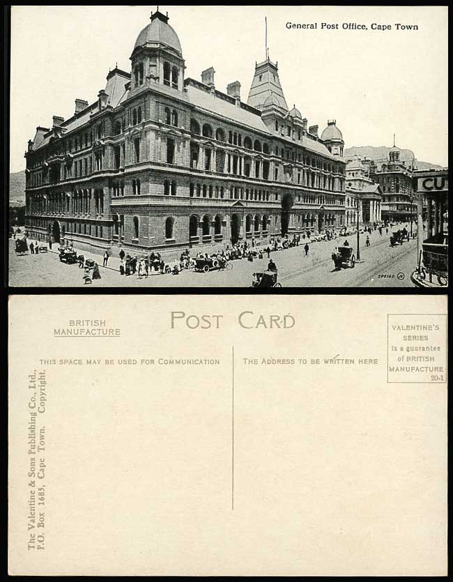 South Africa Old Postcard Cape Town General Post Office Adderley Street Cart Car