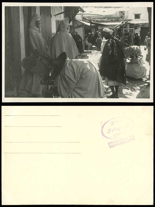 North Africa, Ethnic Life Old R.P. Postcard Native Sellers - Market Street Scene