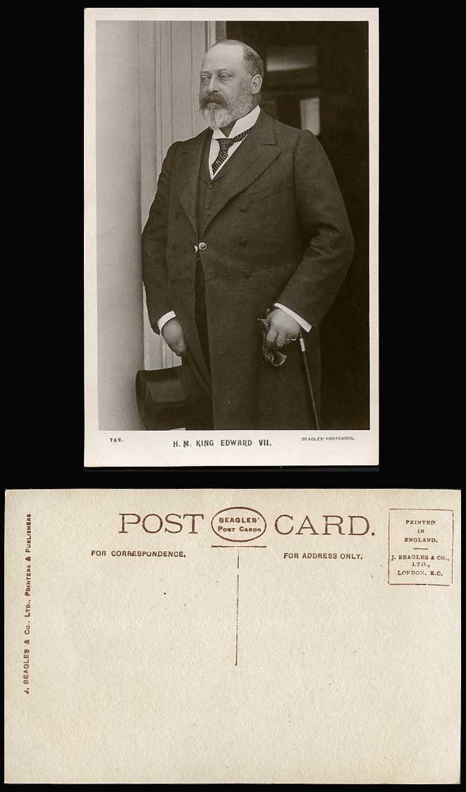 His Majesty H.M. KING EDWARD VII, Stick Gloves British Royalty Old R.P. Postcard