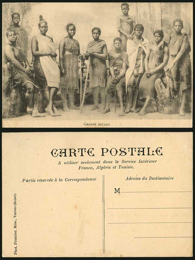 South Africa Group of Native ZULU, Groupe Zoulou Women Ladies Girls Old Postcard