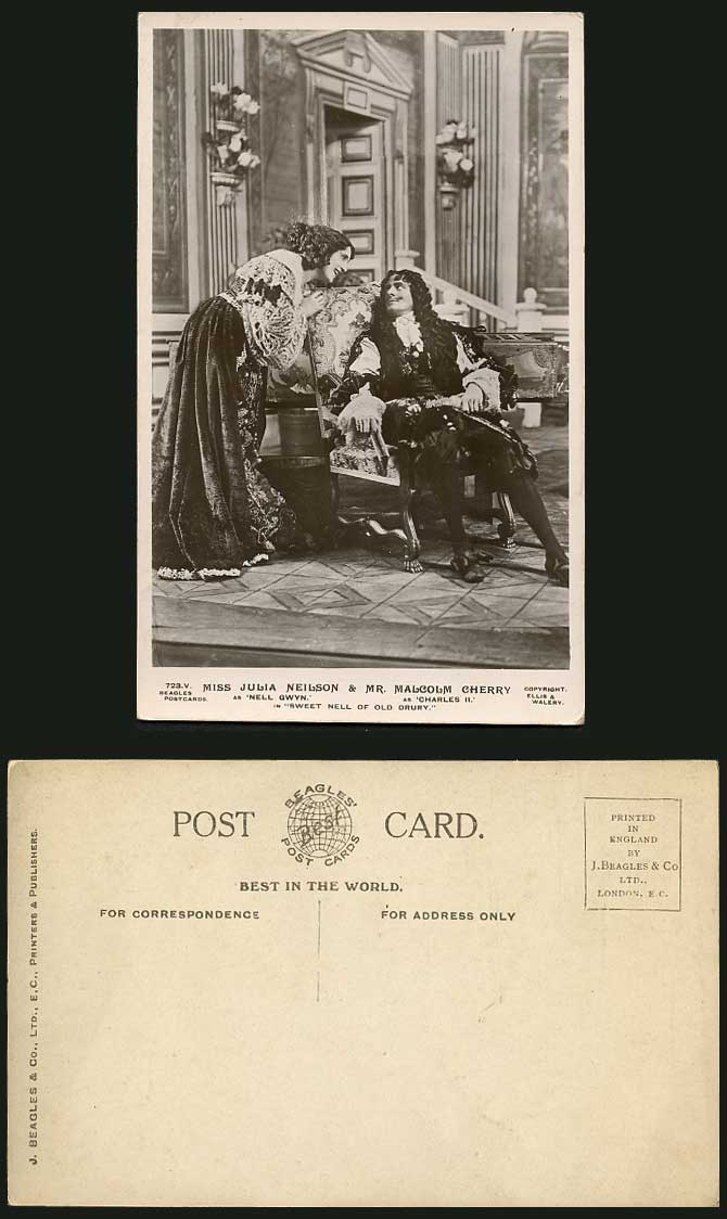 Actress Julia Nielson Actor Malcolm Cherry Sweet Nell of Old Drury R.P. Postcard