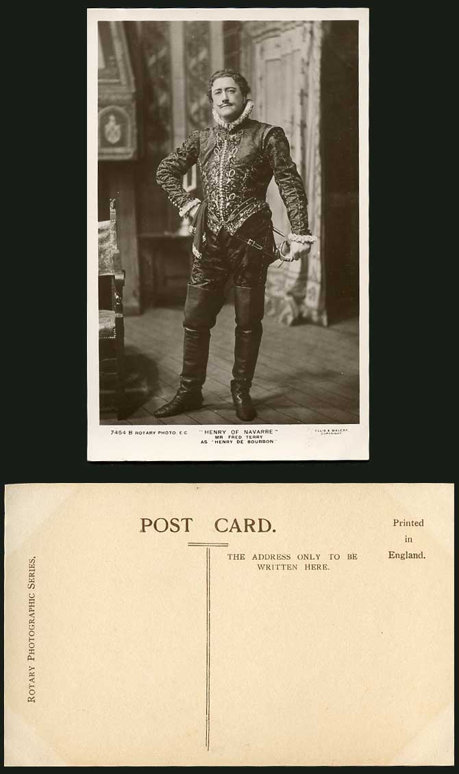 Actor Mr Fred Terry as Henry de Bourbon Henry of Navarre Old Real Photo Postcard