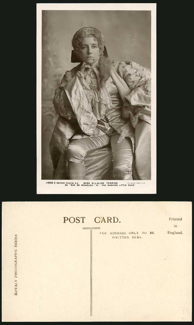 Actress ELLALINE TERRISS as Duc de Richelieu in Dashing Little Duke Old Postcard