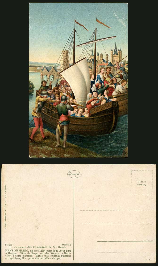 Hans Memling Bruges The Massacre of Companions of St Ursule Flemish Old Postcard