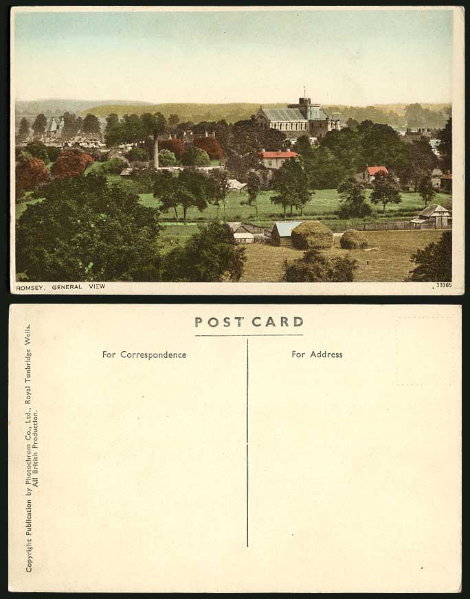 Hampshire Old Colour Postcard Romsey, General View Panorama, Church, Farmhouse
