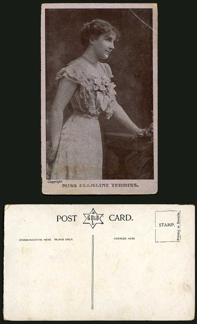 Edwardian English Actress Singer Miss ELLALINE TERRISS Old Postcard GD & D L