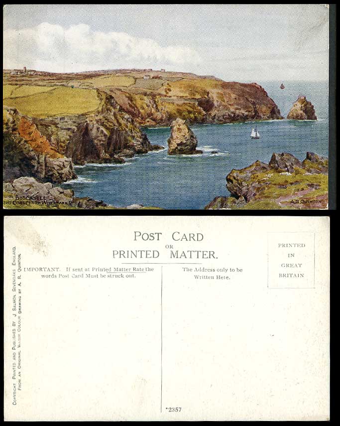 A.R. Quinton Boscastle The Coast from Willapark Drive Cornwall 2357 Old Postcard