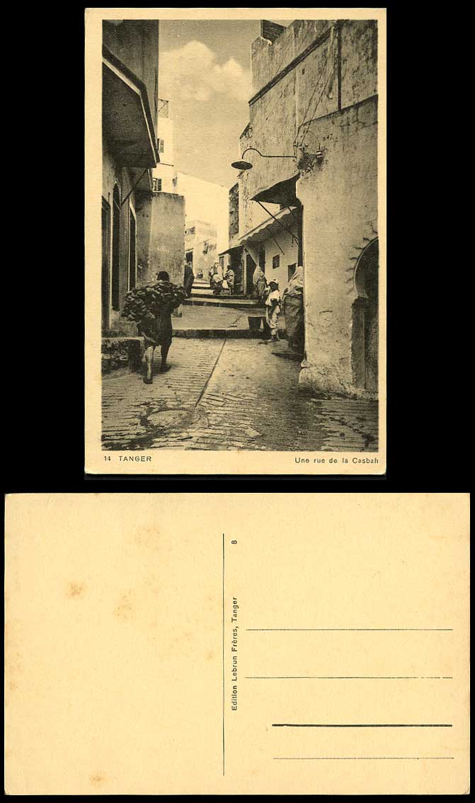 Morocco Old Postcard TANGER Une Rue de la CASBAH Native Scene Scene Coolie & Boy