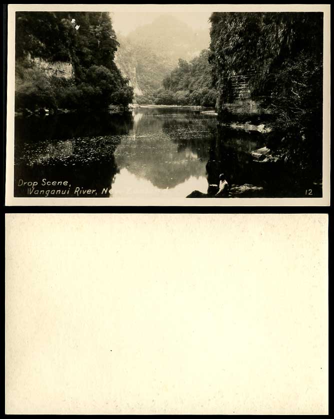 New Zealand Old Real Photo Postcard Wanganui River, Drop Scene, Gorges Man Rocks