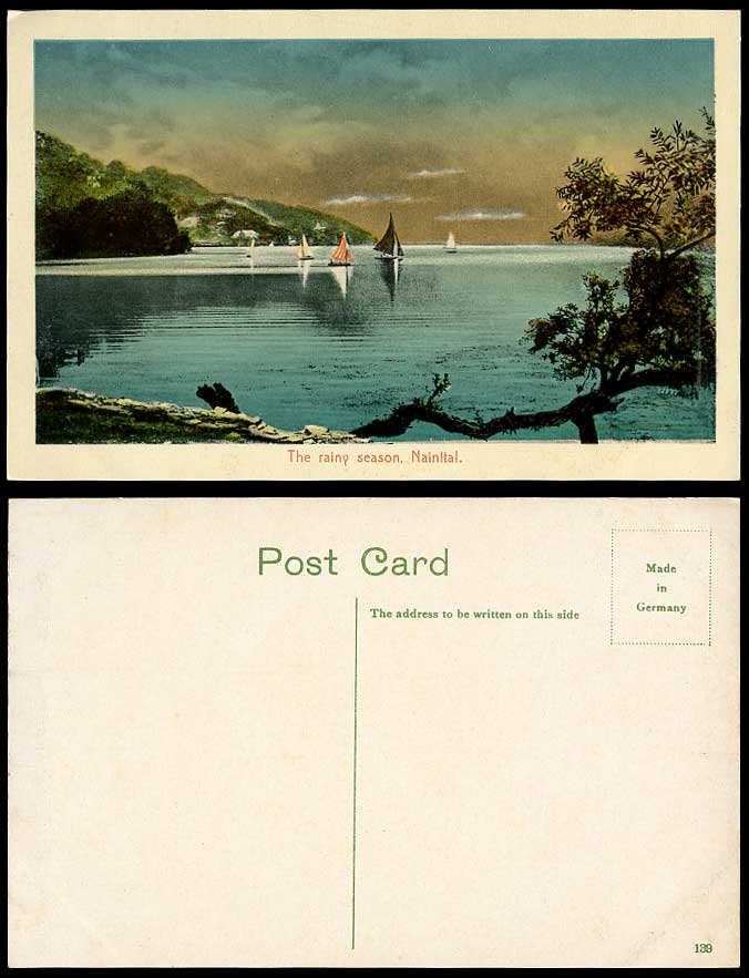 India Old Postcard THE RAINY SEASON Nainital Naini-Tal Naini Tal Yachting Yachts