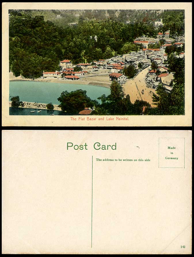 India Old Postcard THE FLAT BAZAR LAKE NAINITAL Naini-Tal Naini Tal Street Scene