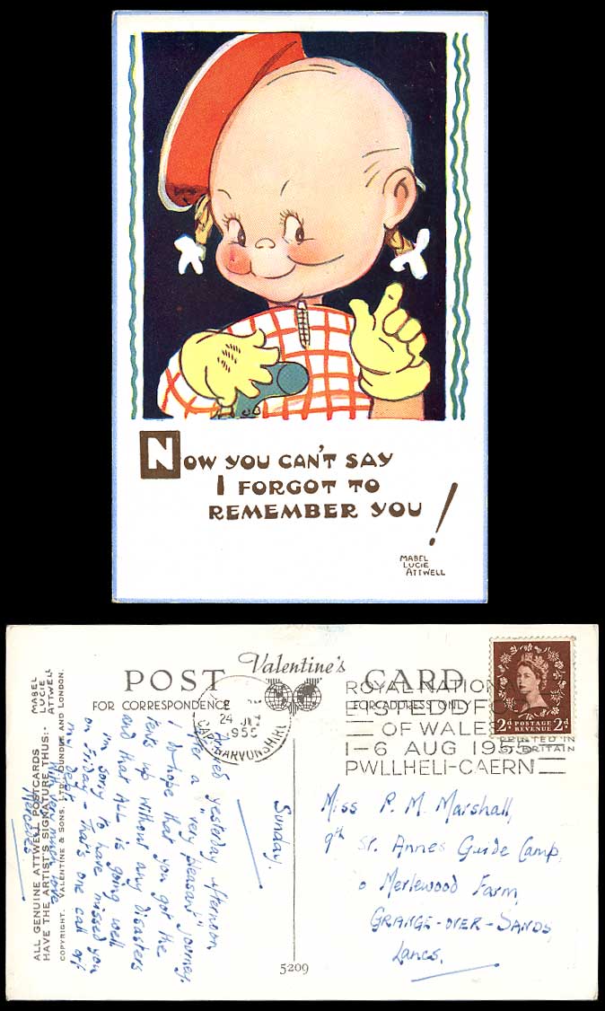MABEL LUCIE ATTWELL 1955 Old Postcard Now You Can't Say I Forgot Remember U 5209