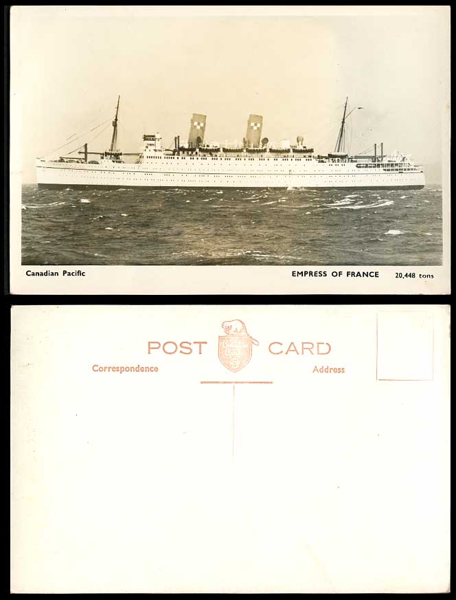 Canadian Pacific Liner EMPRESS OF FRANCE, Steamer Ship Steamer Old R.P. Postcard