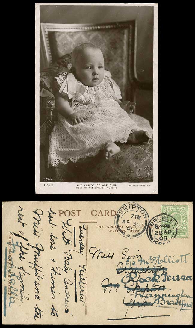 Prince of The Asturias, Heir to the Spanish Throne 1908 Old Real Photo Postcard