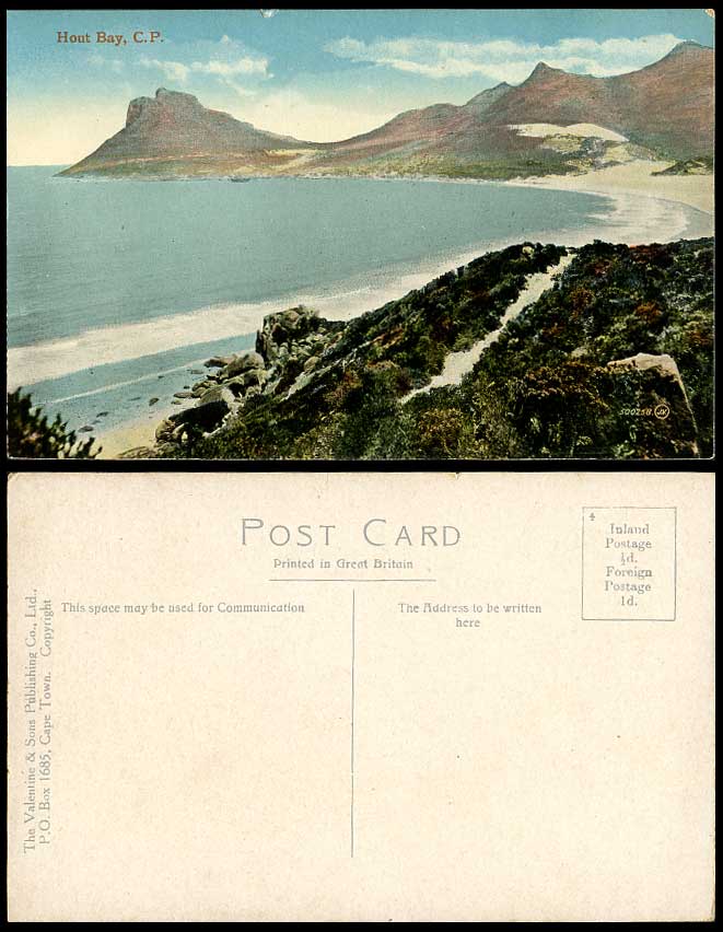 South Africa Old Colour Postcard HOUT BAY Cape Town C.P. Mountain Beach Panorama