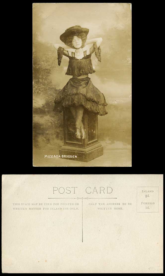 Edwardian Actress Miss Ada Brogden, Fashion Glamour Lady Old Real Photo Postcard