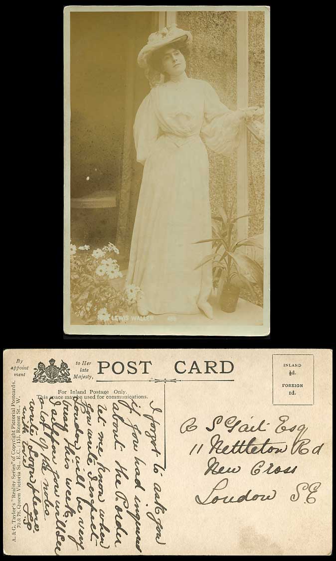 Stage Actress Mrs. Lewis Waller & Flowers Reality Series Old Real Photo Postcard