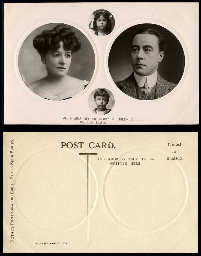 Mr. & Mrs George Robey Children Miss Ethel Havdon Hawdon Old Real Photo Postcard