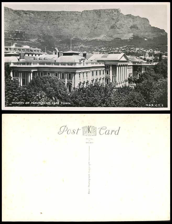South Africa Old R.P. Postcard Houses of Parliament and Table Mountain Cape Town