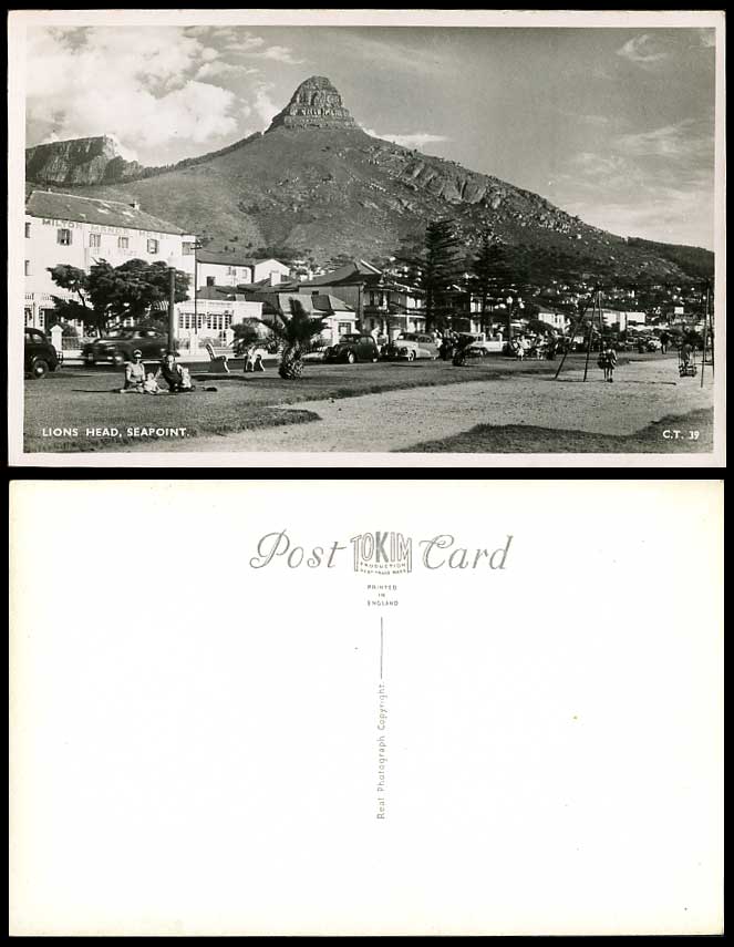 South Africa Lion's Lions Head, Street Vintage Motor Cars Cape Town Old Postcard