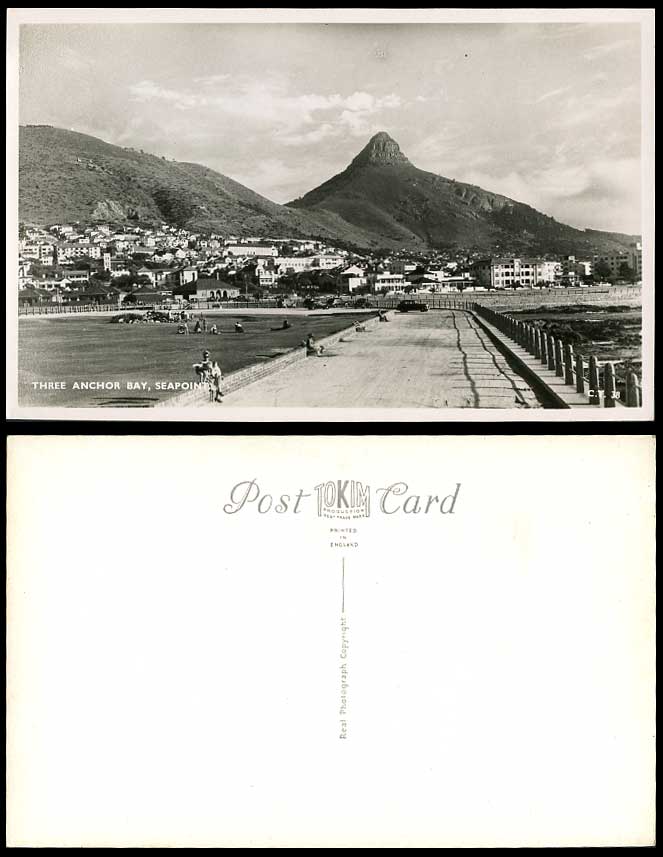South Africa, THREE ANCHOR BAY, Seapoint, Cape Town, Mountains Old R.P. Postcard