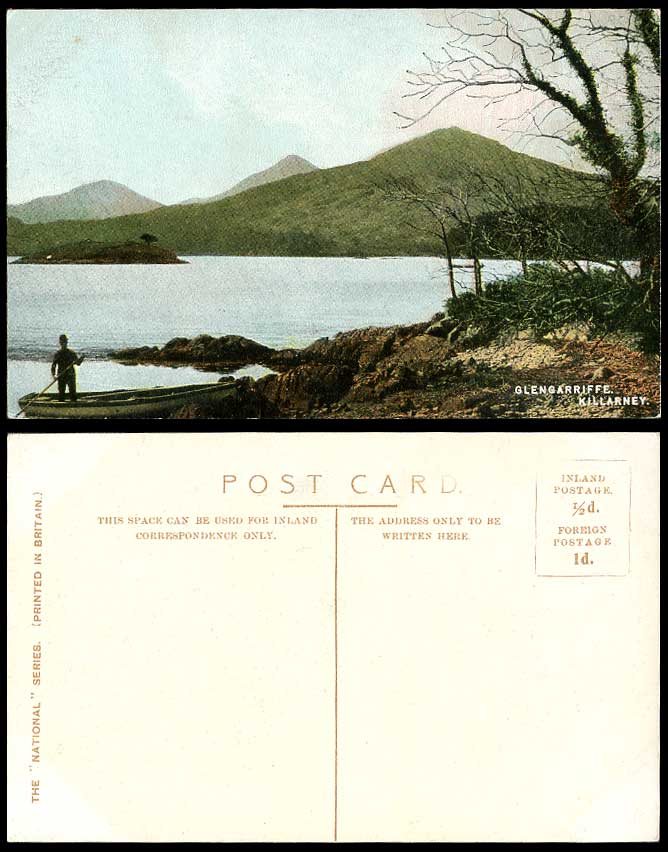 Ireland Old Postcard Glengarriff Glengarriffe killarney County Co Kerry Boat Man