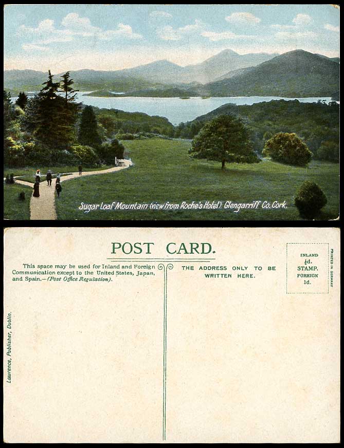 Ireland Cork Sugar Loaf Mountain View from Roches Hotel Glengarriff Old Postcard