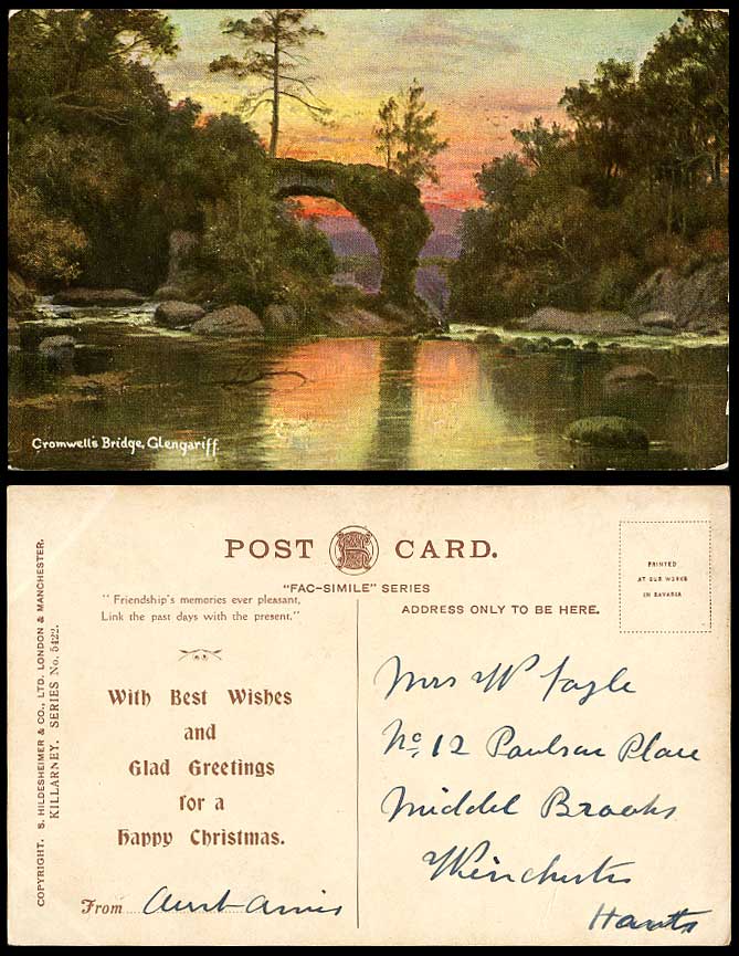 Ireland E. Longstaffe Cromwell's Bridge Glengariff Killarney Series Old Postcard