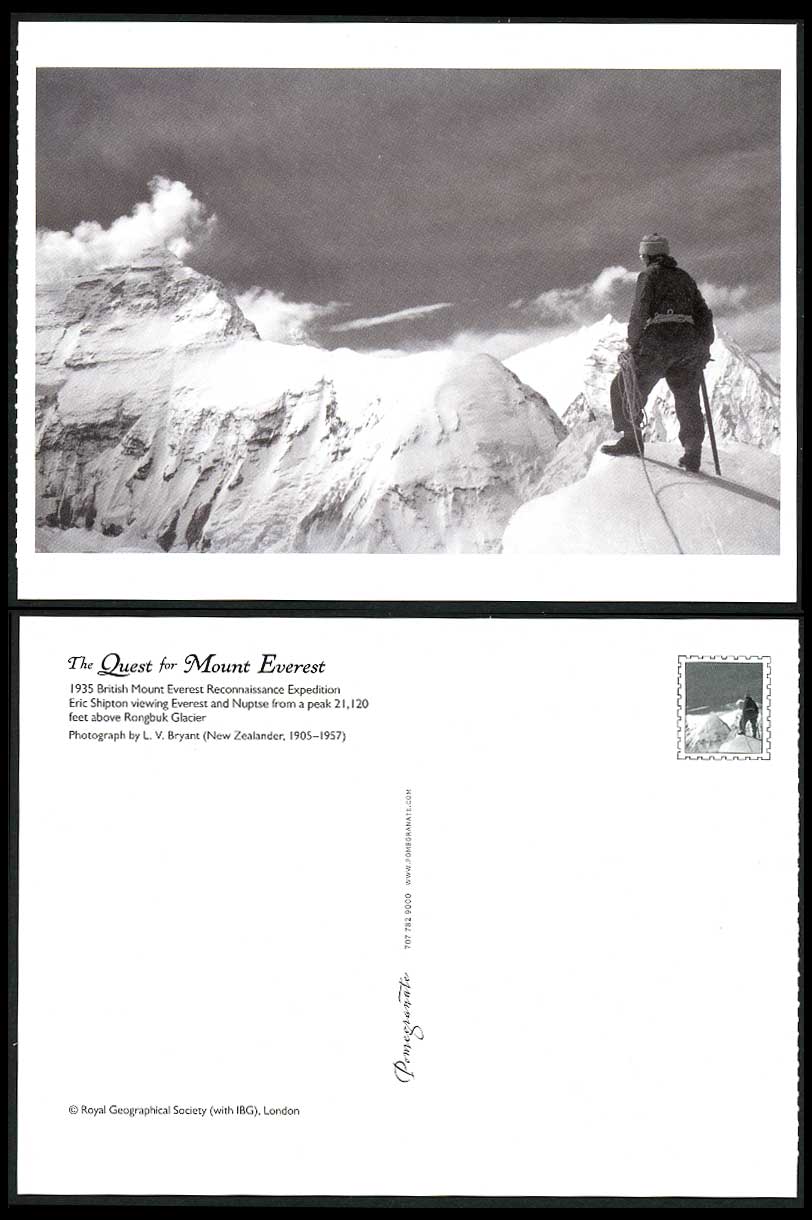 Mt. Everest Reconnaissance Expedition 1935 Postcard Eric Shipton Nuptse 21,120ft