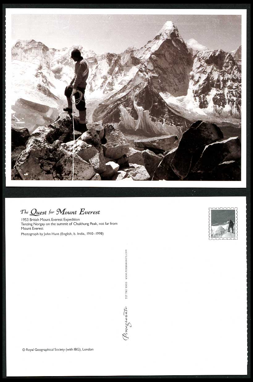 Mount Everest Expedition 1953 Postcard Tenzing Norgay on Summit of Chukhung Peak
