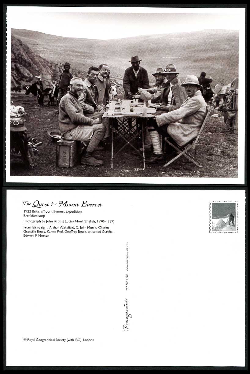 Mt Everest Expedition 1922 Postcard Breakfast Stop, Arthur Wakefield, Karma Paul
