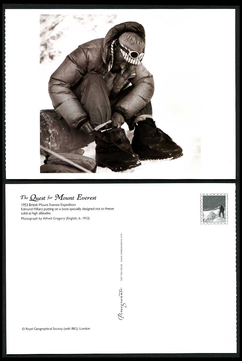 Mt Everest Expedition 1953 Postcard Edmund Hillary Putting on Boot Not to Freeze