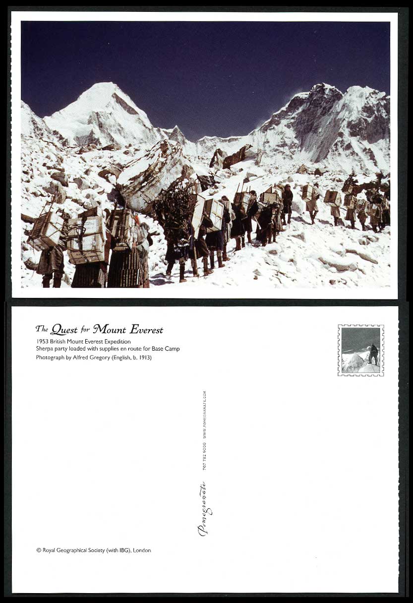Mt. Everest Expedition 1953 Postcard Sherpa Party Loaded, en Route for Base Camp