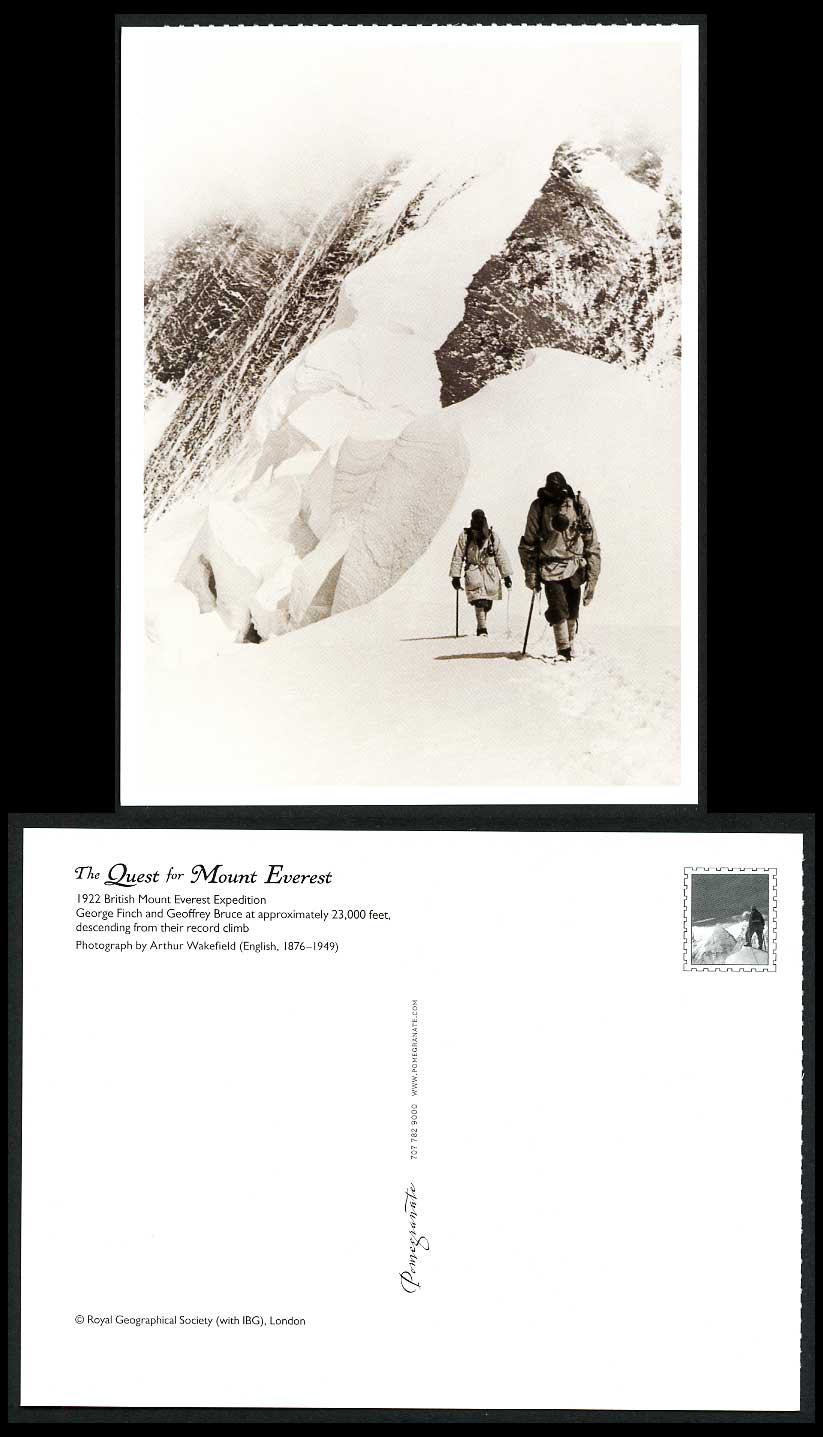 Mount Everest Expedition George Finch Geoffrey Bruce at 23000 feet 1922 Postcard