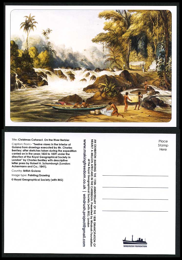 British Guiana 1841 Postcard Christmas Cataract River Berbier by Charles Bentley
