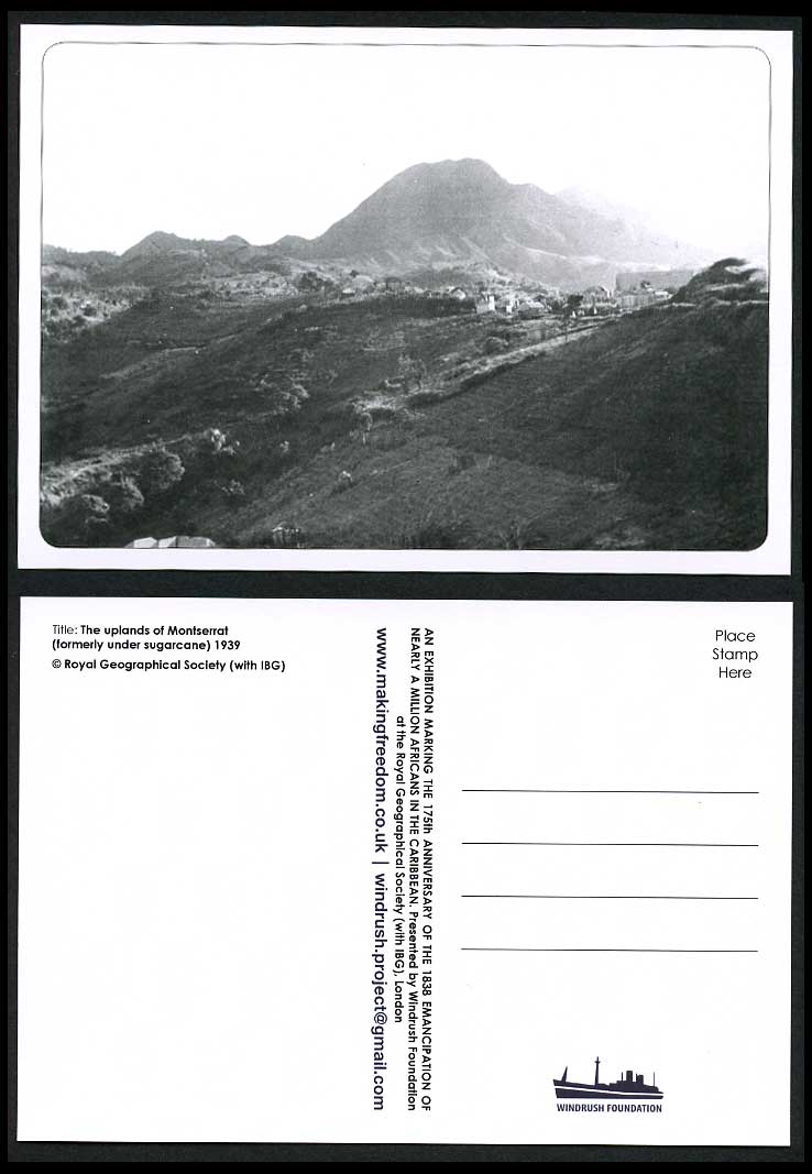Montserrat 1939 Postcard Montserrat's Uplands, Formerly Under Sugarcane, Hills