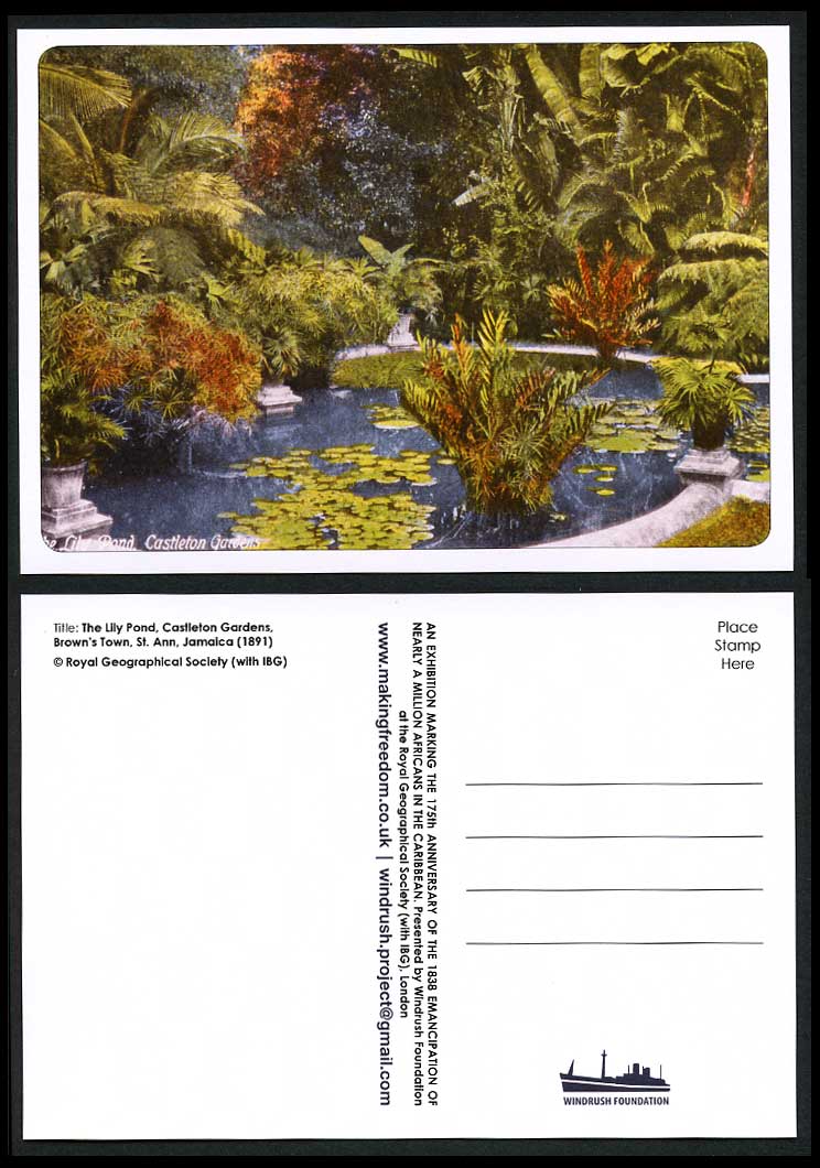 Jamaica Lily Pond Castleton Gardens Brown's Town St. Ann 1891 Repro Postcard BWI