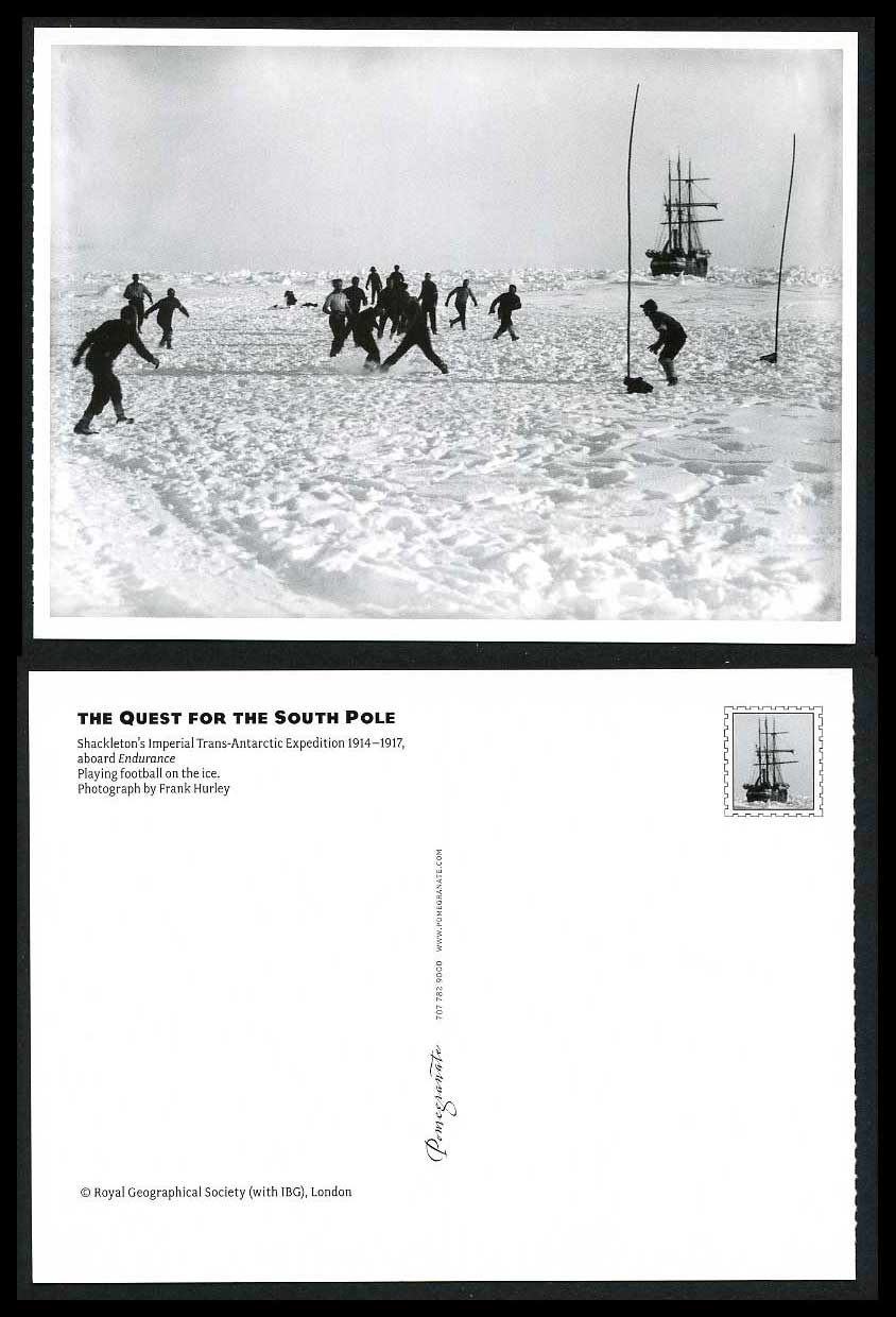 Shackleton Trans-Antarctic Expedition Postcard Playing Football on Ice 1914-1917
