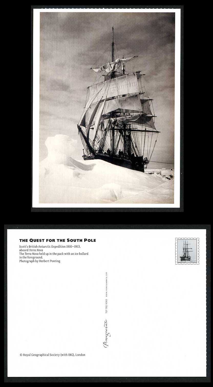Antarctic Expedition Postcard aboard Terra Nova Held Up in The Pack, Ice Bollard