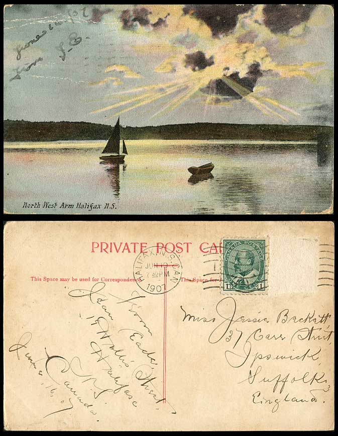 Canada 1907 Old Colour Postcard North West Arm, Halifax, N.S. Nova Scotia, Boats