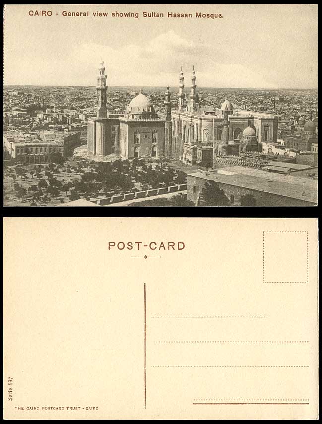 Egypt Old Postcard Cairo General View show Mosque Sultan Hassan Mosquee Le Caire