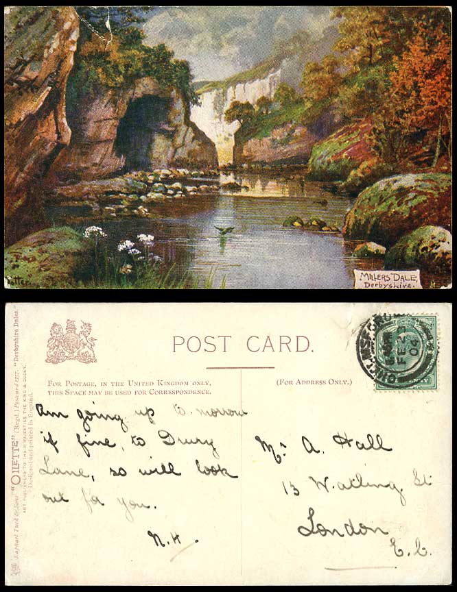 JOTTER Artist Signed, Millers Dale, Derbyshire 1904 Old Tuck's Oilette Postcard