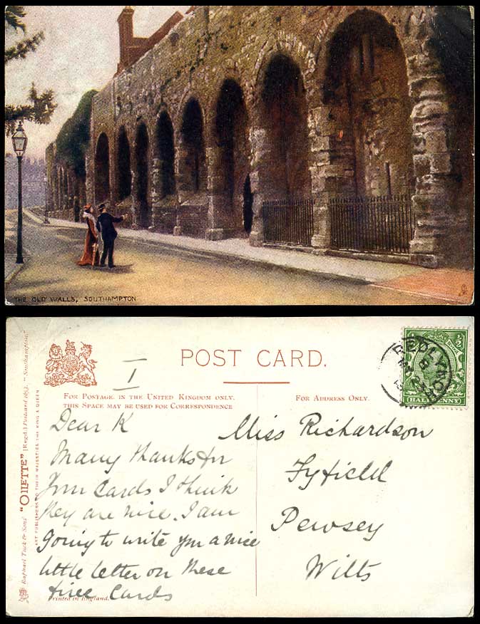 Southampton THE OLD WALLS Street View Hampshire 1913 Old Tuck's Oilette Postcard