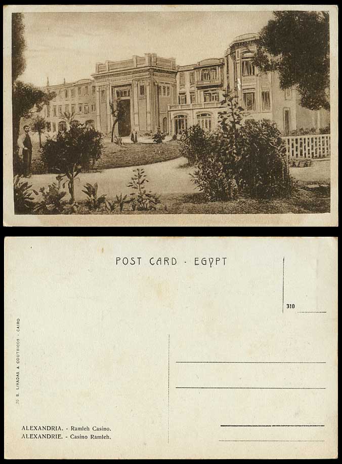 Egypt Old Postcard Alexandria Alexandrie, Ramleh Casino, Gardens, Egypte Africa