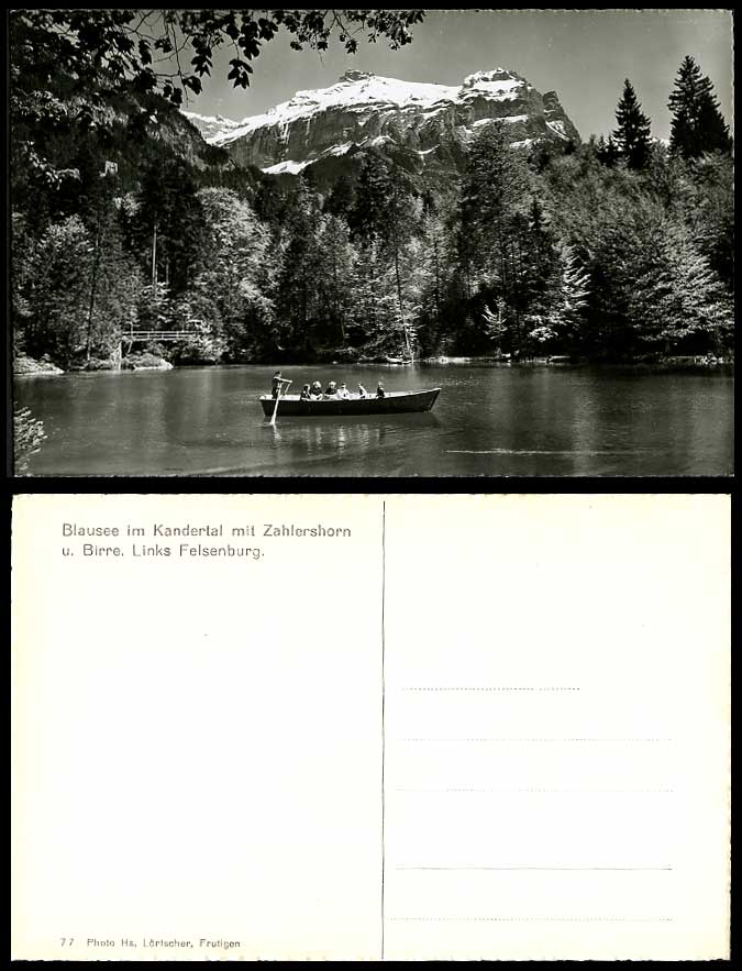 Swiss Old Postcard Lake Blausee im Kandertal Zahlershorn Birre Links Felsenburg