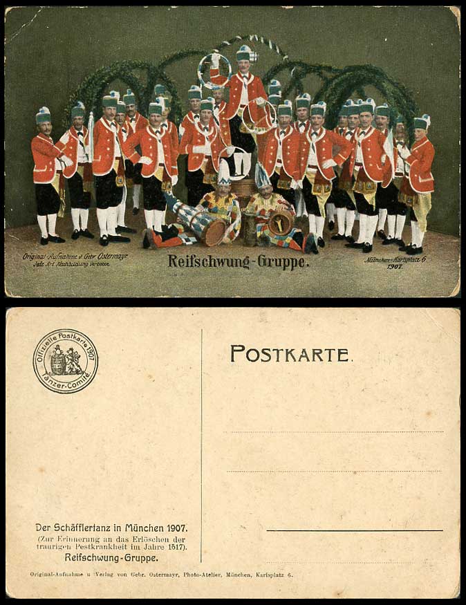 Germany 1907 Old Postcard Reifschwung Gruppe Schaefflertanz Munich Muenchen