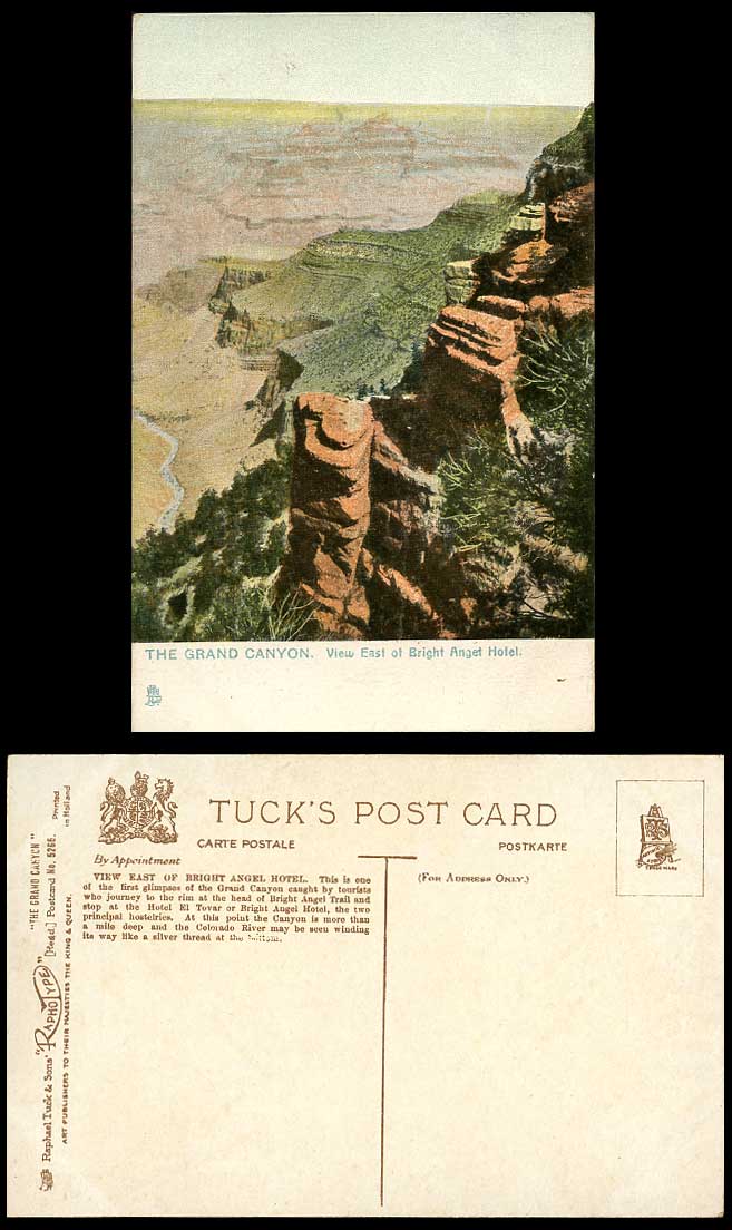 USA Grand Canyon National Park View East of Bright Angel Hotel Old Tuck Postcard