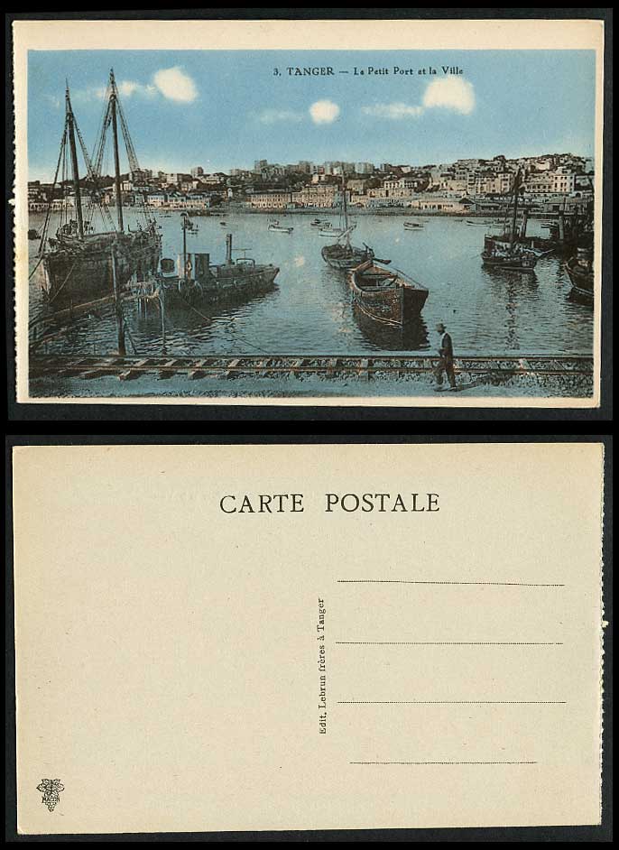 Morocco Old Postcard Tangier Tanger Le Petit Port et la Ville Harbour Boats City