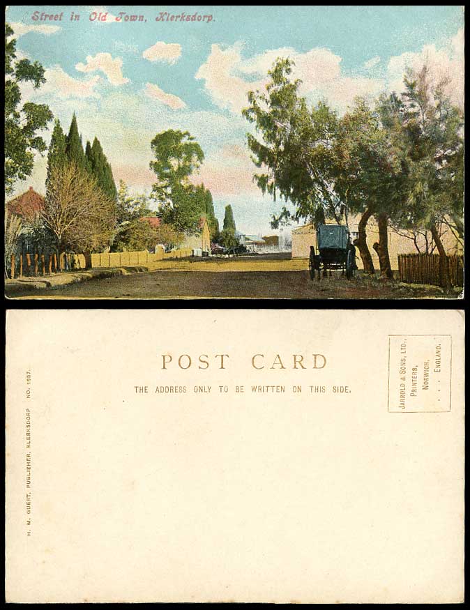 South Africa Vintage U.B. Colour Postcard KLERKSDORP Old Town Street Scene, Cart